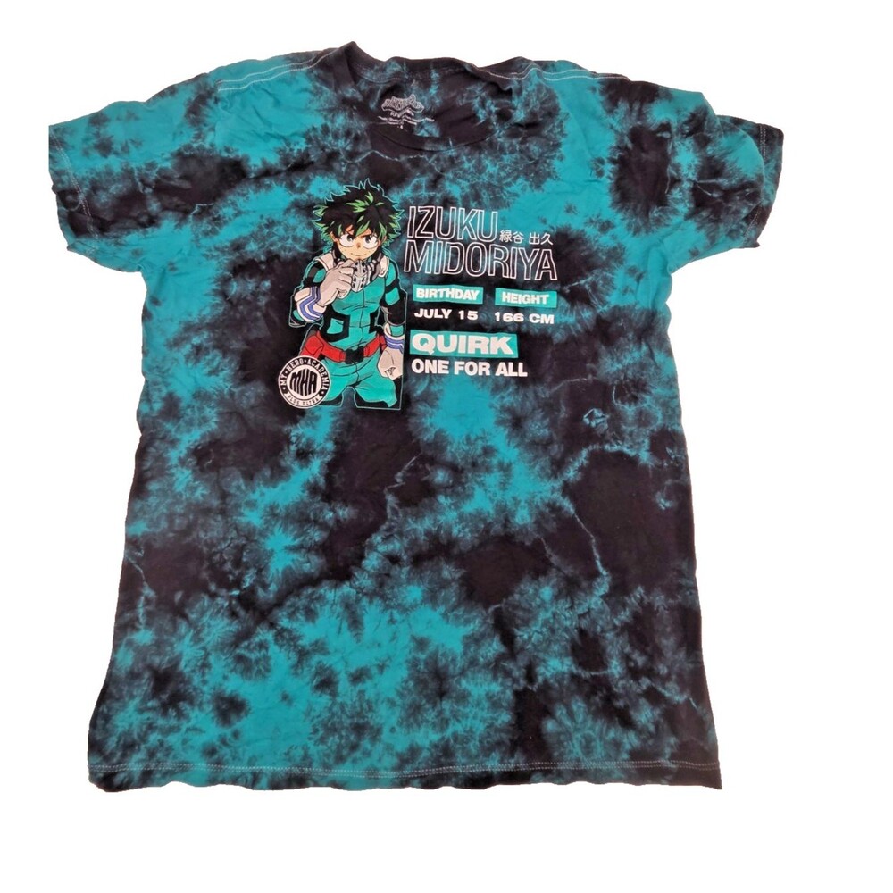 Izuku Midoriya My Hero Academia Tie Dye Blue Shirt Size Medium